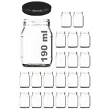 Afracam 190 ml Metal Kapaklı Konserve Kavanozu 190 cc Şeffaf Bebek Mama Kavanoz 20 Adet - Siyah