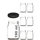 Afracam 190 ml Metal Kapaklı Konserve Kavanozu 190 cc Şeffaf Bebek Mama Kavanoz 6 Adet - Siyah
