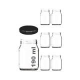 Afracam 190 ml Şeffaf Kavanoz 190 cc Konserve Metal Kapaklı Cam Kavanoz 6 Adet - 000-Siyah - 1 Adet - Option-1