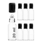 Afracam 20 ml Çelik Roll On Şişesi 20 cc Sızdırmaz Siyah Kapaklı Cam Şişe 6 Adet (Şeffaf, 20)