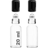Afracam 20 Ml Çelik Roll On Şişesi 20 Cc Sızdırmaz Siyah Kapaklı Şeffaf Cam Şişe 2 Adet