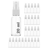 Afracam 20 ml Şeffaf Kapaklı Beyaz Sprey 20 Cc Fısfıs Kolonya Dezenfektan Cam Şişe 25 Adet
