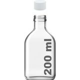 Afracam 200 cc Cold Brew Şeffaf 200 ml Sızdırmaz Beyaz Plastik Kapaklı Yassı Cam Şişe (Soğuk Kahve) 1 Adet