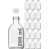 Afracam 200 cc Cold Brew Şeffaf 200 ml Sızdırmaz Beyaz Plastik Kapaklı Yassı Cam Şişe (Soğuk Kahve) 15 Adet