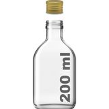 Afracam 200 cc Cold Brew Şeffaf 200 ml Sızdırmaz Gold Plastik Kapaklı Yassı Cam Şişe (Soğuk Kahve) 1 Adet - Metal Gold