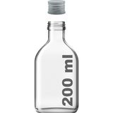 Afracam 200 cc Cold Brew Şeffaf 200 ml Sızdırmaz Gümüş Plastik Kapaklı Yassı Cam Şişe (Soğuk Kahve) 1 Adet - Metal Gümüş
