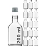 Afracam 200 cc Cold Brew Şeffaf 200 ml Sızdırmaz Gümüş Plastik Kapaklı Yassı Cam Şişe (Soğuk Kahve) 15 Adet - Metal Gümüş