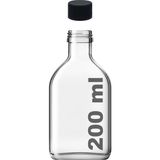 Afracam 200 cc Cold Brew Şeffaf 200 ml Sızdırmaz Siyah Plastik Kapaklı Yassı Cam Şişe 1 Adet (Soğuk Kahve)