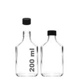 Afracam 200 ml Şeffaf Cold Brew Sızdırmaz Siyah Plastik Kapaklı 200 Cc Soğuk Kahve Yassı Boş Cam Şişe 2 Adet