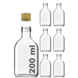 Afracam 200 ml Şeffaf Cold Brew Sızdırmaz Siyah Plastik Kapaklı 200 Cc Soğuk Kahve Yassı Boş Cam Şişe 6 Adet