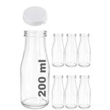 Afracam 200 ml Şeffaf Süt, Ayran, Su, Limonata Şişesi 200 cc Yırtmalı Kilitli Kapaklı Cam Şişe 6 Adet