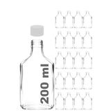 Afracam 200 ml Yassı Şeffaf Cold Brew Şişesi Beyaz Plastik Kapaklı 200 cc Soğuk Kahve Cam Şişe 20 Adet