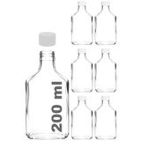 Afracam 200 ml Yassı Şeffaf Cold Brew Şişesi Kapaklı 200 cc Soğuk Kahve Cam Şişe 6 Adet (6, Beyaz (Plastik))
