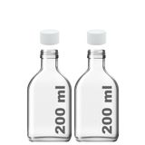 Afracam 200 ml Yassı Şeffaf Cold Brew Şişesi Plastik Beyaz Kapaklı 200 cc Soğuk Kahve Cam Şişe 2 Adet