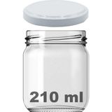 Afracam 210 cc Kavanoz Metal Beyaz Konserve Kapaklı 210 ml Şeffaf Cam Kavanoz 1 Adet