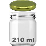 Afracam 210 cc Kavanoz Metal Gold Konserve Kapaklı 210 ml Şeffaf Cam Kavanoz 1 Adet