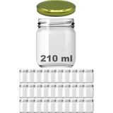 Afracam 210 cc Kavanoz Metal Gold Konserve Kapaklı 210 ml Şeffaf Cam Kavanoz 30 Adet