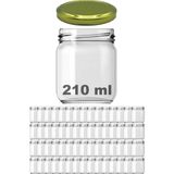 Afracam 210 cc Kavanoz Metal Gold Konserve Kapaklı 210 ml Şeffaf Cam Kavanoz 60 Adet