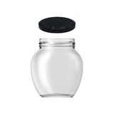 Afracam 210 cc Kavanoz Metal Siyah Konserve Kapaklı 210 ml Şeffaf Yumurta Cam Kavanoz 1 Adet