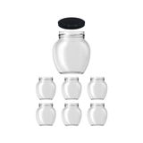 Afracam 210 cc Kavanoz Metal Siyah Konserve Kapaklı 210 ml Şeffaf Yumurta Cam Kavanoz 6 Adet