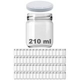 Afracam 210 ml Metal Beyaz Kapaklı Şeffaf Cam Kavanoz 60 Adet