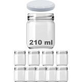 Afracam 210 Ml Metal Beyaz Kapaklı Şeffaf Cam Kavanoz 9 Adet