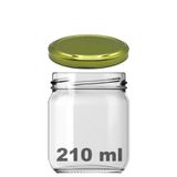 Afracam 210 ml Metal Gold Altın Konserve Kapaklı 210 Cc Şeffaf Cam Kavanoz 1 Adet