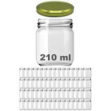 Afracam 210 ml Metal Gold Kapaklı Şeffaf Cam Kavanoz 60 Adet
