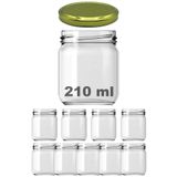 Afracam 210 ml Metal Gold Kapaklı Şeffaf Cam Kavanoz 9 Adet