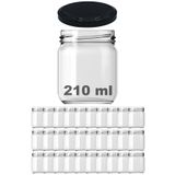 Afracam 210 Ml Metal Siyah Kapaklı Şeffaf Cam Kavanoz 30 Adet