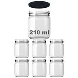 Afracam 210 ml Şeffaf Konserve Cam Kavanoz Metal Siyah Kapaklı 6 Adet (210 cc)