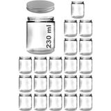 Afracam 230 ml Cam Kavanoz Amber 230 cc Bal Metal Gümüş Kapaklı Kahverengi - Şeffaf - 20 Adet