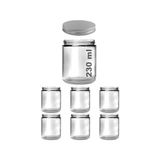 Afracam 230 ml Cam Kavanoz Amber 230 cc Bal Metal Gümüş Kapaklı Kahverengi - Şeffaf - 6 Adet