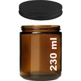 Afracam 230 ml Cam Kavanoz Amber Mumluk 230 Cc Metal Siyah Kapaklı Mum Kavanozu Kahverengi 1 Adet