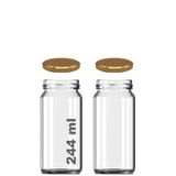 Afracam 244 ml Kavanoz Metal Gold Konserve Kapaklı 244 Cc Şeffaf Uzun Cam Kavanoz 2 Adet