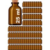 Afracam 25 ml Amber Kahverengi Şişe Mantar Tıpalı 25 Cc Hediyelik Nişan Süs Kolonya Cam Şişe 100 Adet