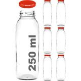 Afracam 250 ml Şeffaf Hale Cam Şişe, Altın Metal Kapak Meyve Suyu Şişesi, 250 Cc, Yerli Üretim, 1 Adet - Kırmızı - 6 Adet