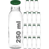 Afracam 250 ml Şeffaf Hale Cam Şişe, Altın Metal Kapak Meyve Suyu Şişesi, 250 Cc, Yerli Üretim, 1 Adet - Yeşil - 15 Adet
