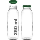 Afracam 250 ml Şeffaf Hale Cam Şişe, Altın Metal Kapak Meyve Suyu Şişesi, 250 Cc, Yerli Üretim, 1 Adet - Yeşil - 2 Adet