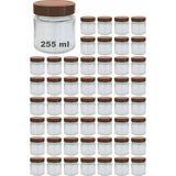 Afracam 255 ml Kavanoz Bakır Derin Kapaklı 255 cc Şeffaf Reçel, Marmelat Cam Kavanoz Deep 50 Adet