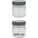 Afracam 255 ml Kavanoz Gümüş Derin Kapaklı 255 cc Şeffaf Reçel, Marmelat Cam Kavanoz Deep 2 Adet