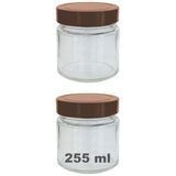 Afracam 255 ml Kavanoz Metal Derin Kapaklı 255 Cc Şeffaf Reçel, Marmelat Cam Kavanoz Deep 2 Adet (Bakır Kapak)