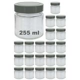 Afracam 255 ml Kavanoz Metal Derin Kapaklı 255 Cc Şeffaf Reçel, Marmelat Cam Kavanoz Deep 20 Adet (Gümüş Kapak)