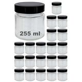 Afracam 255 ml Kavanoz Metal Derin Kapaklı 255 Cc Şeffaf Reçel, Marmelat Cam Kavanoz Deep 20 Adet (Siyah Kapak)