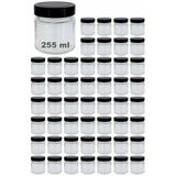 Afracam 255 ml Kavanoz Metal Derin Kapaklı 255 Cc Şeffaf Reçel, Marmelat Cam Kavanoz Deep 50 Adet (Siyah Kapak)