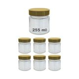 Afracam 255 ml Kavanoz Metal Derin Kapaklı 255 Cc Şeffaf Reçel, Marmelat Cam Kavanoz Deep 6 Adet (Altın Kapak)