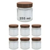 Afracam 255 ml Kavanoz Metal Derin Kapaklı 255 Cc Şeffaf Reçel, Marmelat Cam Kavanoz Deep 6 Adet (Bakır Kapak)