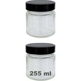Afracam 255 ml Kavanoz Siyah Derin Kapaklı 255 cc Şeffaf Reçel, Marmelat Cam Kavanoz Deep 2 Adet