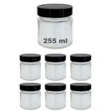 Afracam 255 ml Kavanoz Siyah Derin Kapaklı 255 cc Şeffaf Reçel, Marmelat Cam Kavanoz Deep 6 Adet