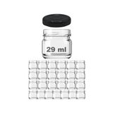 Afracam 29 cc Kavanoz Metal Siyah Konserve Kapaklı 29 ml Şeffaf Küçük Cam Kavanoz 25 Adet